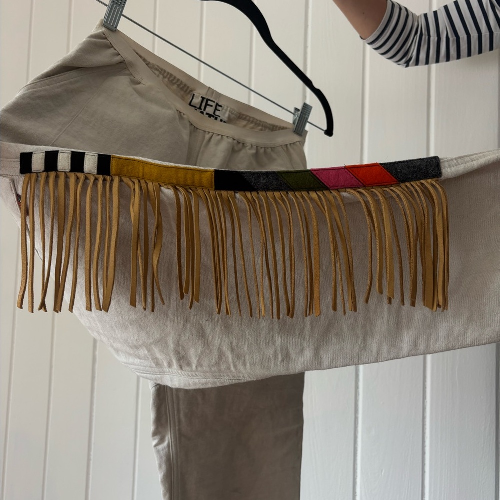 Colorful Fringe Beige Pants